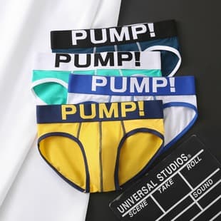 PUMP Cotton Triangle Briefs Men Solid U Pouch Sexy Hollow Triangle Shorts Low Rise