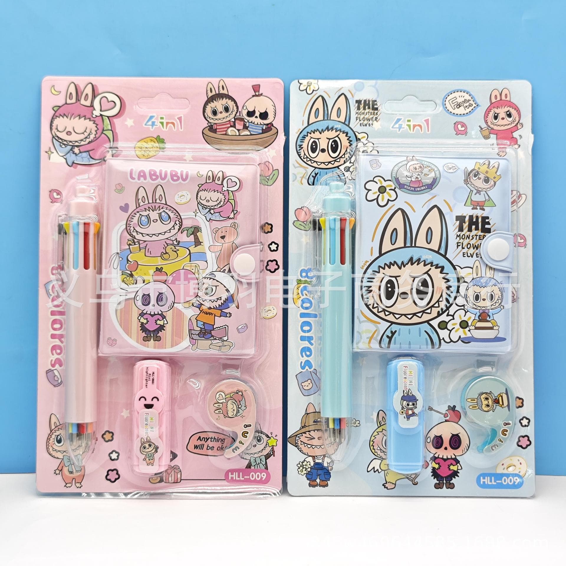 Labubu stationery set 8-color ballpoint pen cute hand ledger set student notebook gift stationery gift