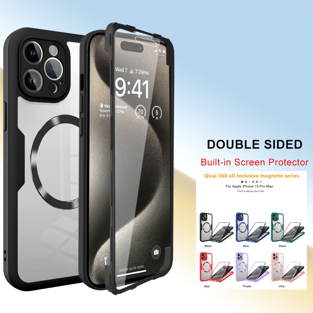 Compatible with Apple 17 Pro Max QiCai Magnetic Phone Case iPhone 16 Full Coverage 360 Case and Screen Protector Integrated Protective Cover