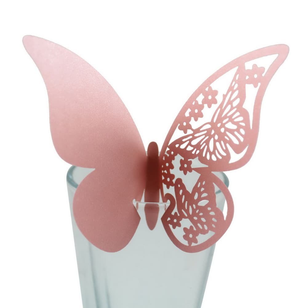 Amazon-style cutout butterfly cup cards, white butterfly place cards, laser cards, 3D wall stickers, decorative paper cards.