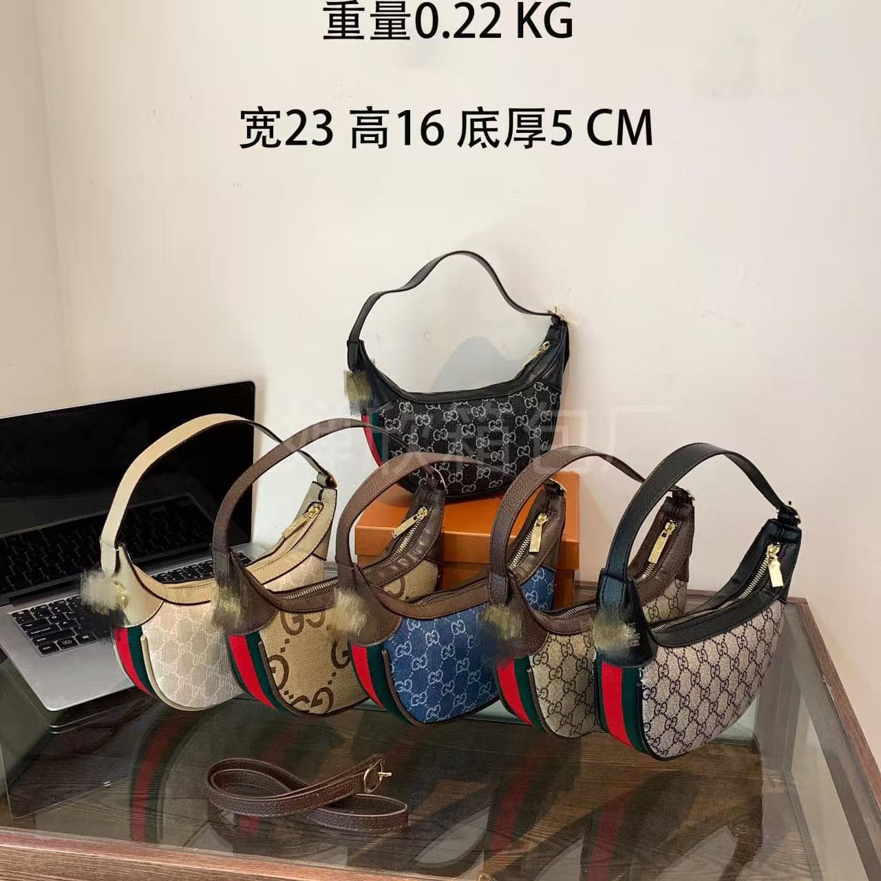 New Classic Ophidia Series Genuine Leather Double G Shoulder Bag Versatile Crescent Pea Mini Single Shoulder Women's Bag