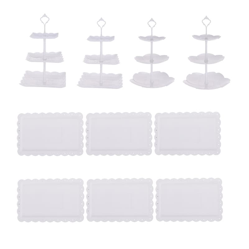 European Style 3-Tier Cake Stand Cross-Border Plastic Wedding Afternoon Tea Dessert Plate Birthday Party Sweet Treat Display Stand