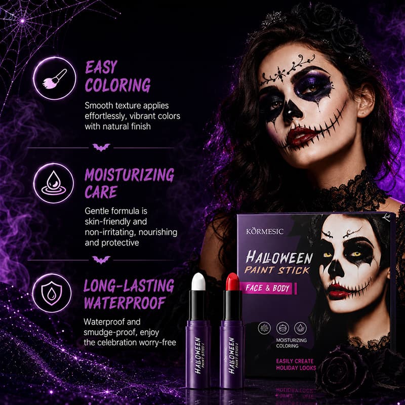 KORMESIC Halloween Face and Body Paint Stick Set, Pastel Smooth and Easy to Apply Halloween Makeup Cream
