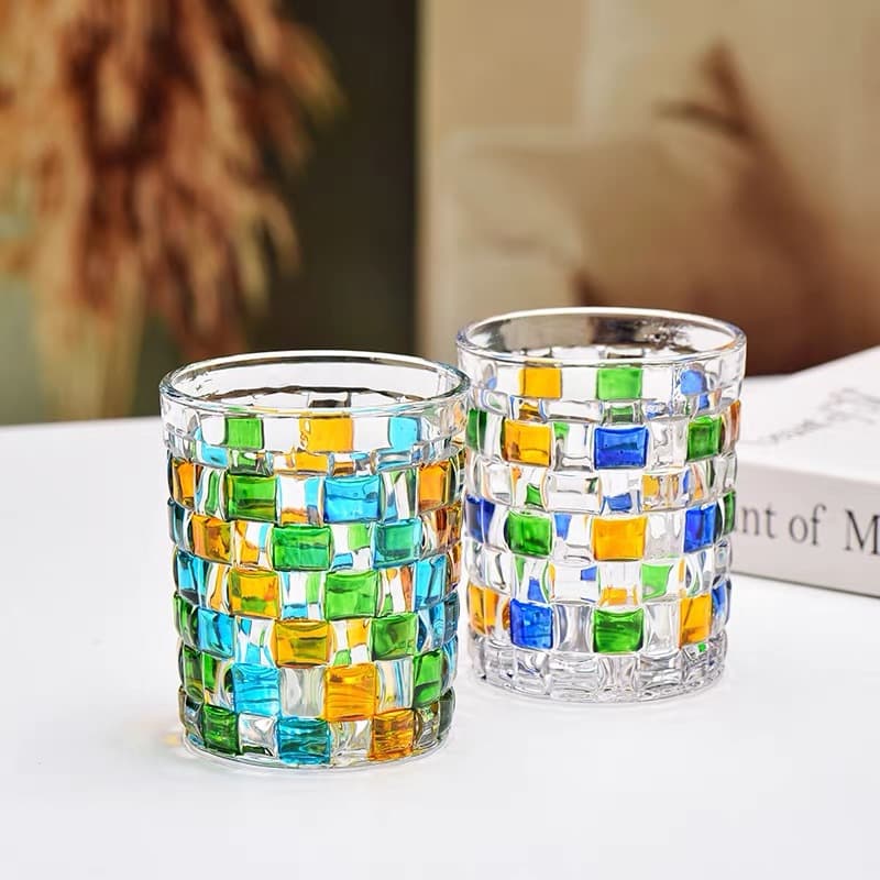 New Creative Hand-Painted Colored Glass Cup for Home Use, Juice Cup, Whiskey Glass, Drinking Cup, Hotel Rinse Cup