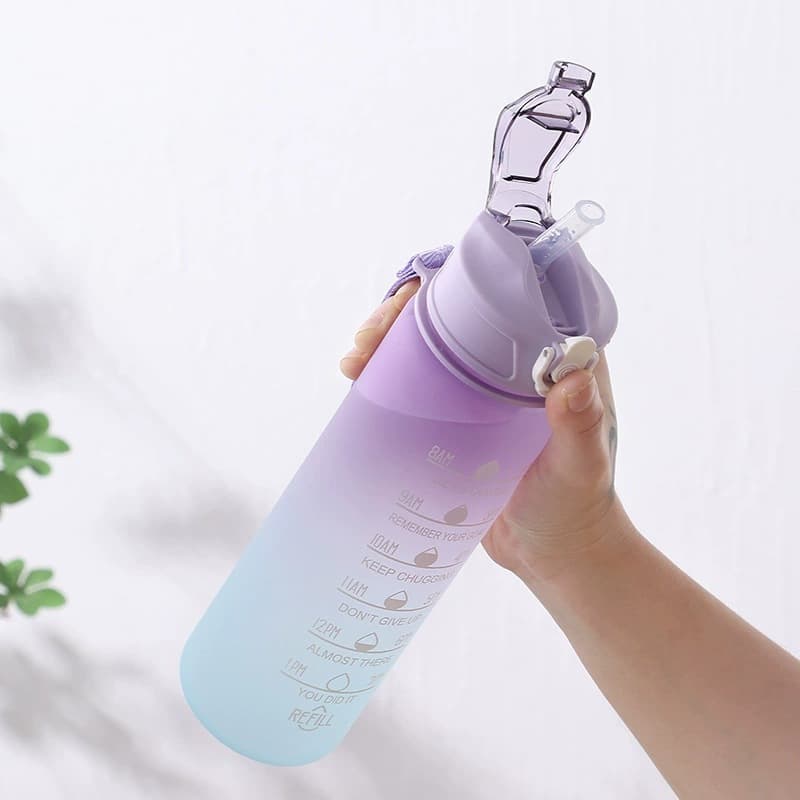 Large Capacity Plastic Water Bottle, Summer High-Fashion Simple Portable Space Cup, Outdoor Sports Fitness Pop-Up Lid Straw Cup