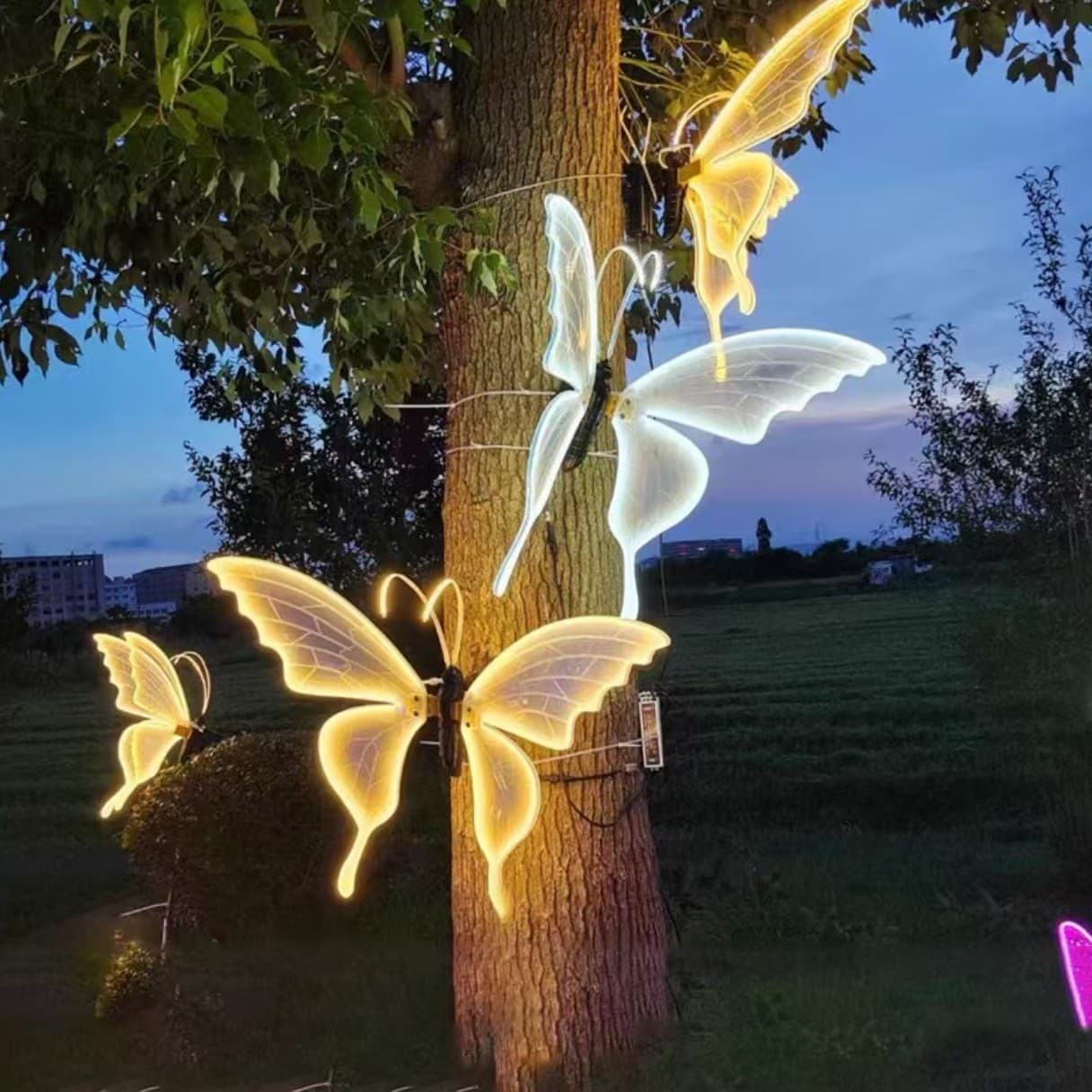 led butterfly floor lamp outdoor waterproof little bee decorative lamp cultural tourism luminous dragonfly dynamic animal insect lamp