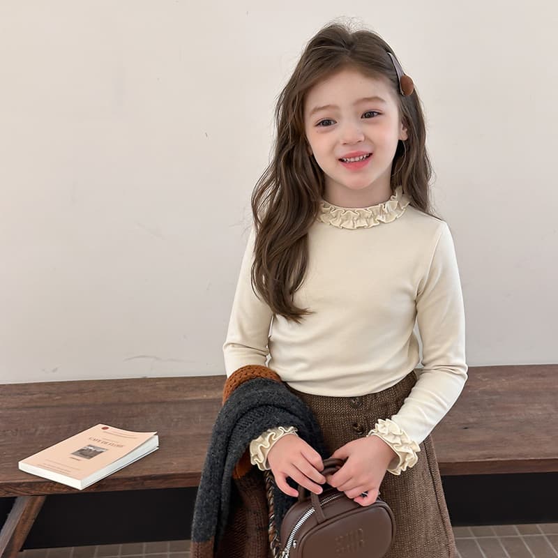 Aimobaby 2025 Autumn New Collection Medium/Large Girls Baby Korean-style Sweet 3D Lace Long Sleeve Base Layer