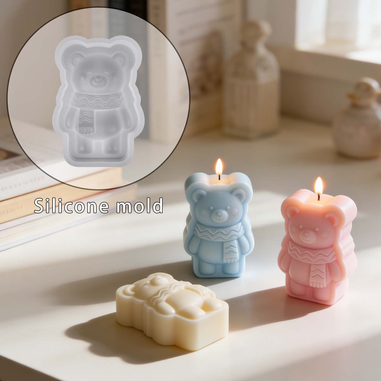 Bear scented candle silicone mold diy handmade creative fragrance animal shape cake mold