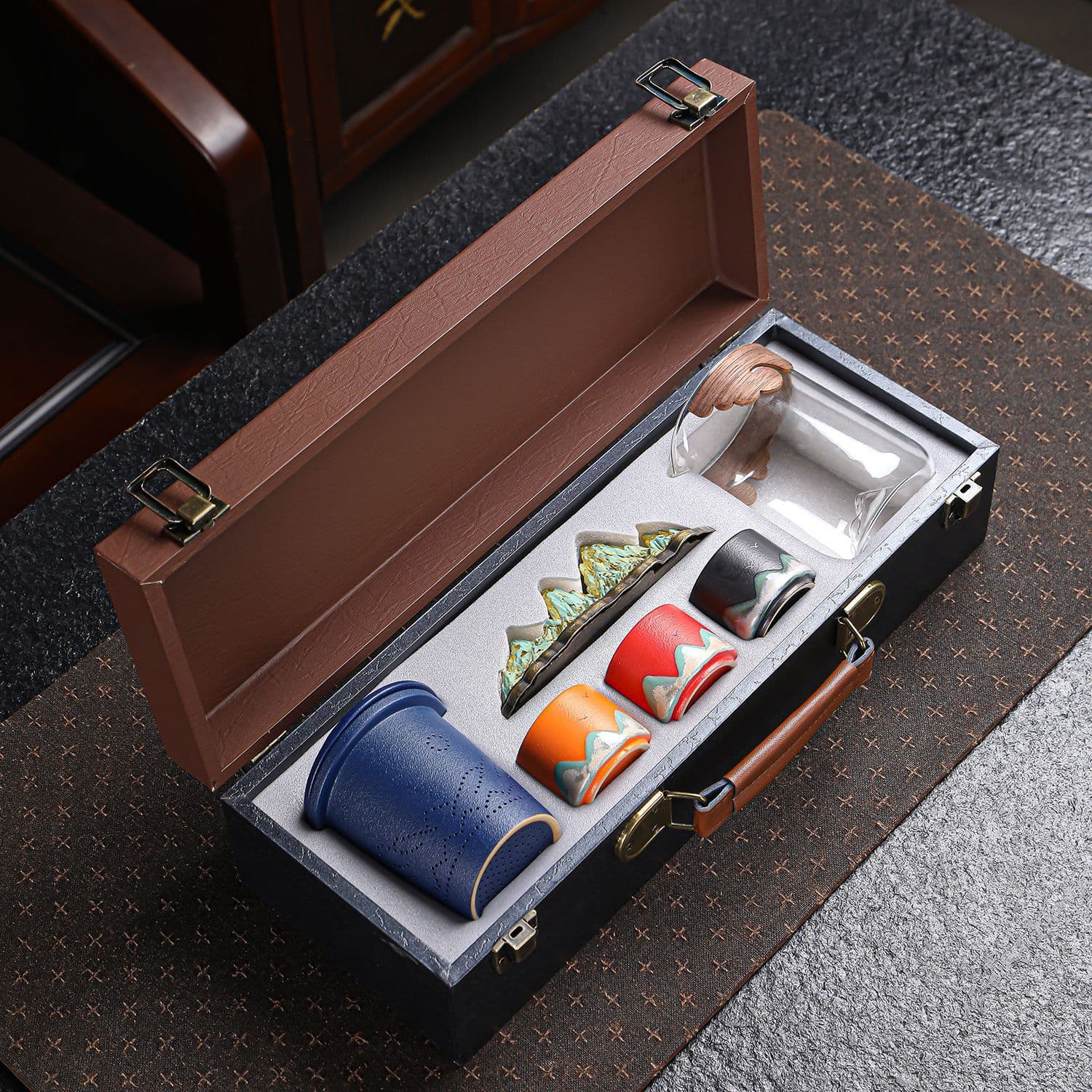 High-End Tea Set Gift Box with Custom Logo Printing for Company Annual Events, Corporate Activities, Business Souvenirs, and Client Gifts