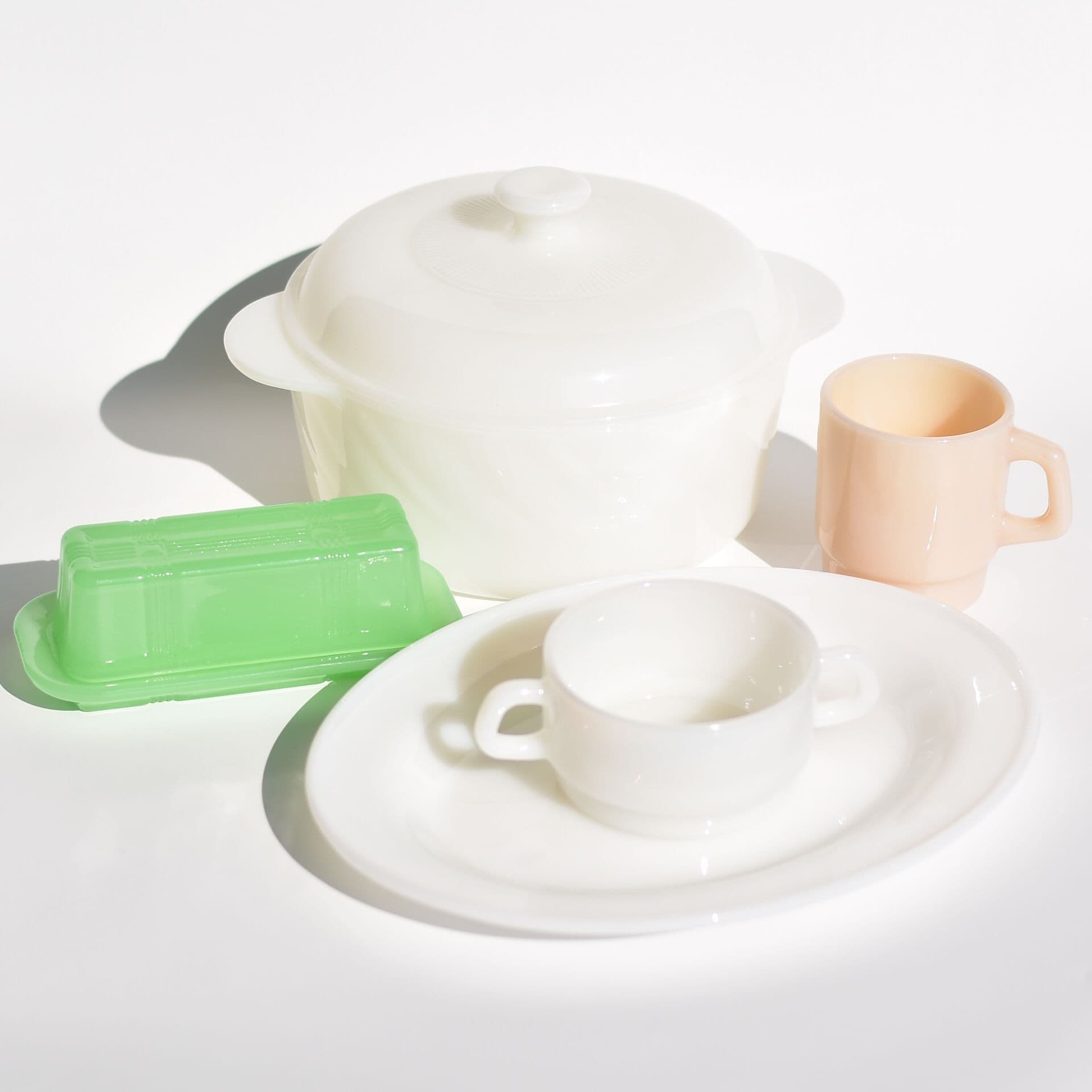 Jade-like Milky Glass Oval Plate Vintage Glass Fish Plate Various Sizes Glass Fish Bone Plate Premium Glass Dinner Plate
