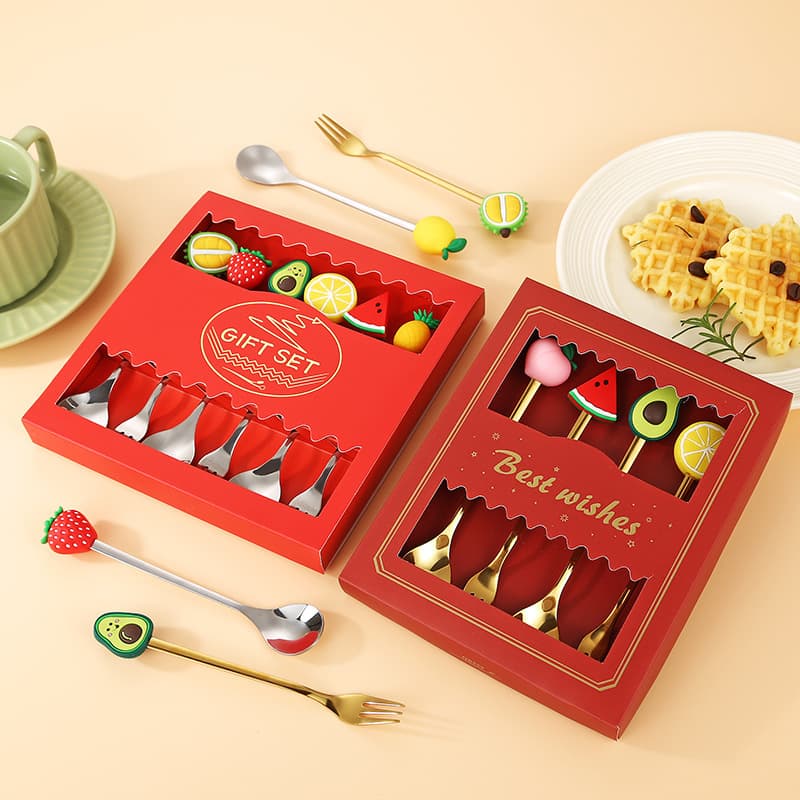 Cross-border 410 stainless steel fruit doll fork and spoon creative internet celebrity coffee stirring spoon dessert spoon bird's nest spoon wholesale