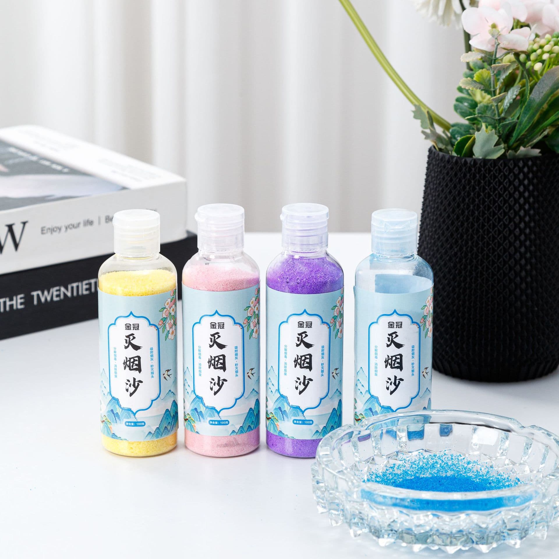Ash sand ashtray cleaner extinguishing sand anti-smoke-fly smoke odor removal home use fresh scent disposable extinguishing fragrant paste