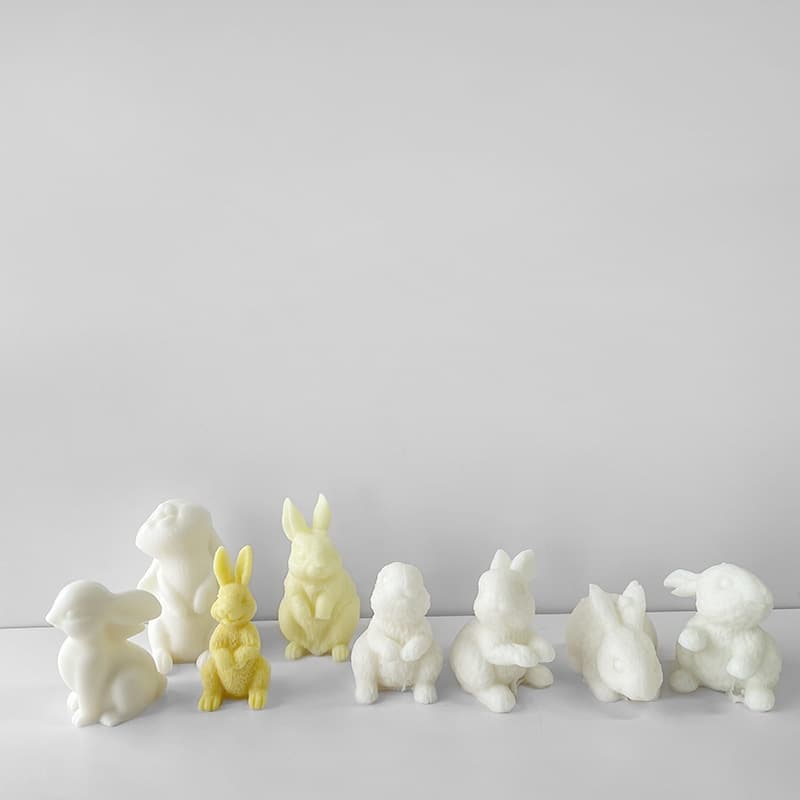 Rabbit Mousse Cake Pudding Baking Mold DIY Rabbit Scented Candle Handmade Soap Gypsum Silicone Mold