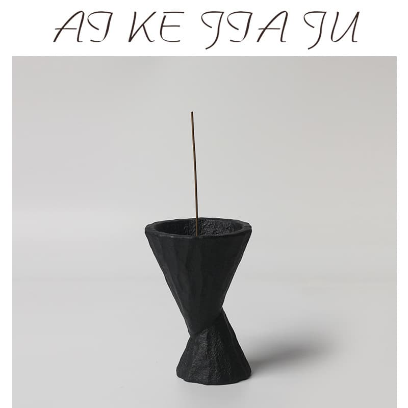 Cement material artwork black art wabi-sabi incense holder original Nordic retro aromatherapy incense holder incense tray