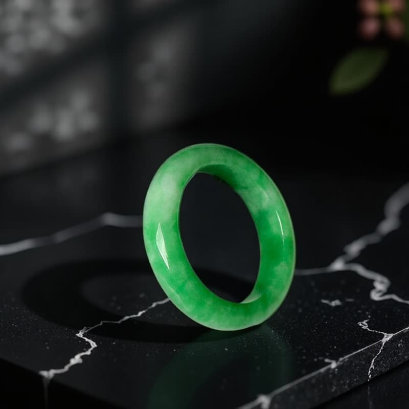 New Chinese style emerald green dry green emerald ring stacked temperament retro niche high-end index finger ring for women