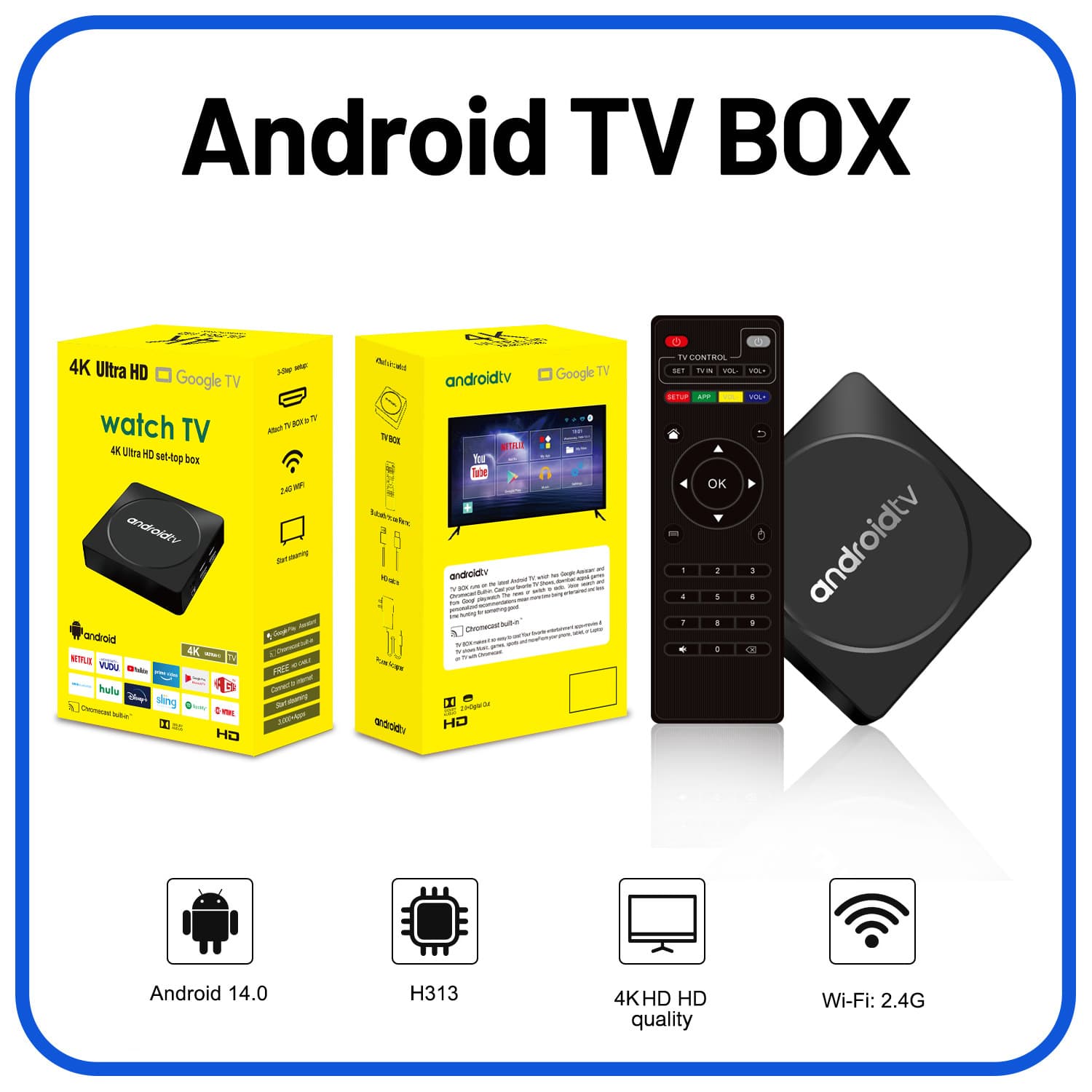 MX10K1 Set-Top Box H313 2.4G/5G WiFi Bluetooth 4K High-Definition Dual-Band TV Box Smart