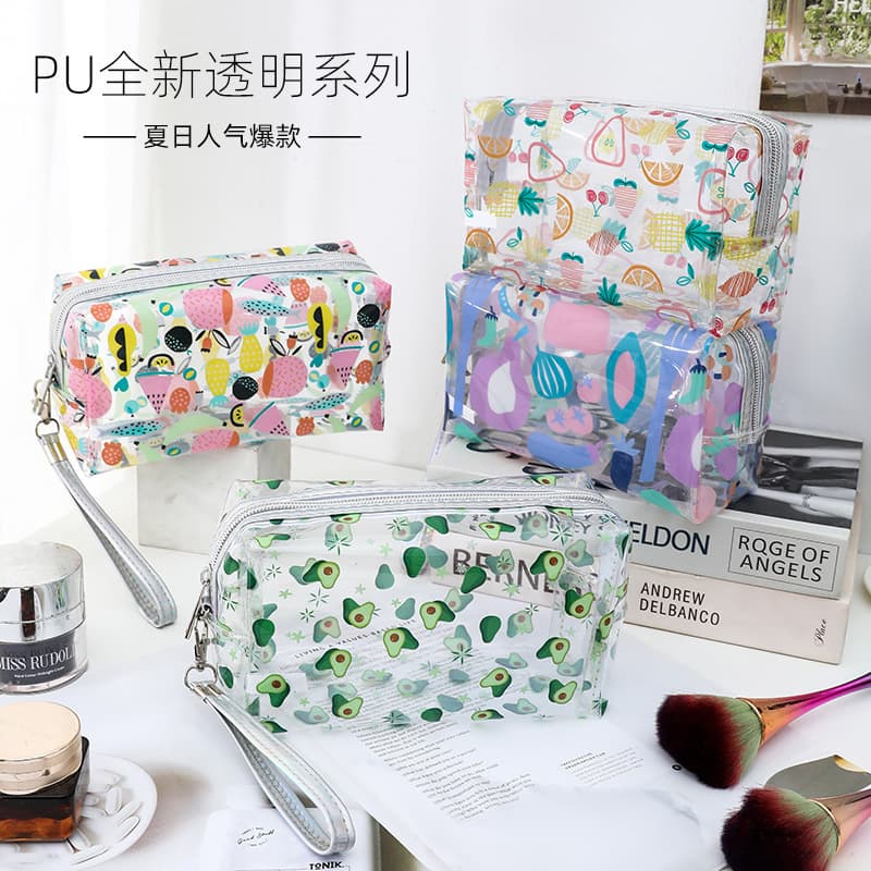 PVC Cosmetic Bag Summer Fruit Makeup Bag Waterproof Copyright Design Portable Transparent Toiletry Pouch