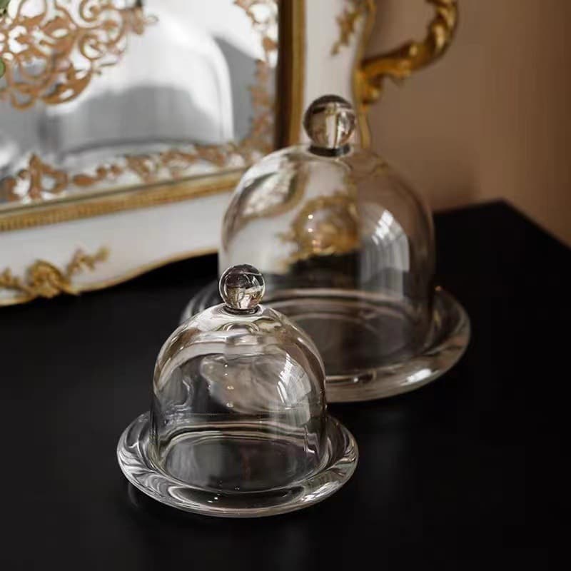 Transparent Crystal Glass Dome Cake Plate Dessert Tray Pastry Bread Dust Cover Lemon Tray Glassware Wholesale