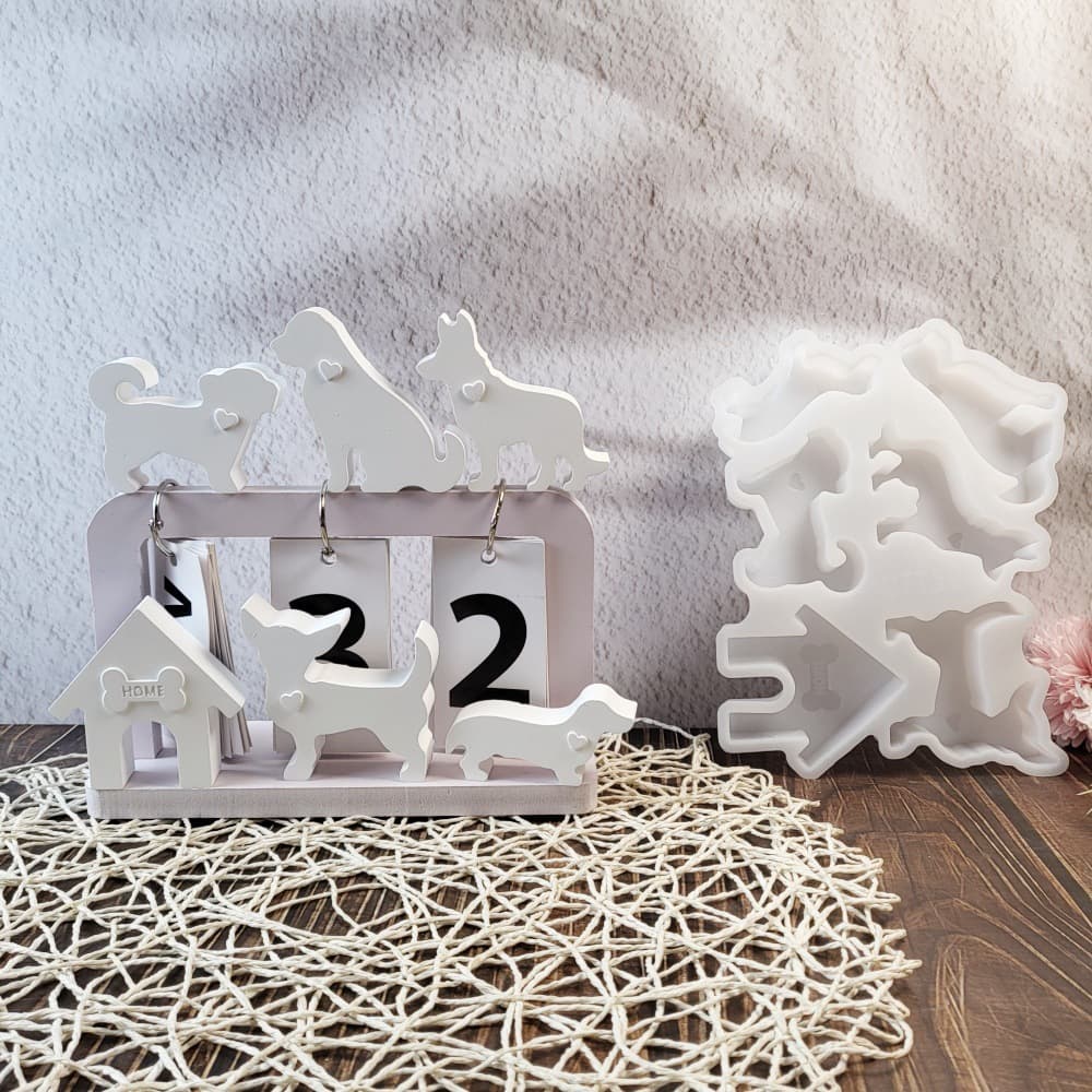 S1176 Dog House Combination Ornament Cement Plaster Mold DIY Silicone Mold