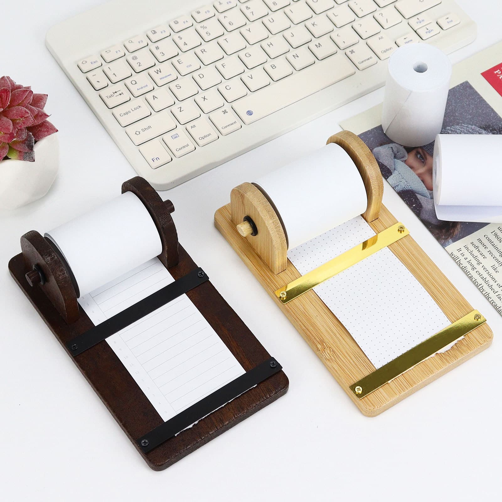 Cross-border creative wooden rotating spindle sticky note holder, minimalist desktop multi-functional writing board study decor
