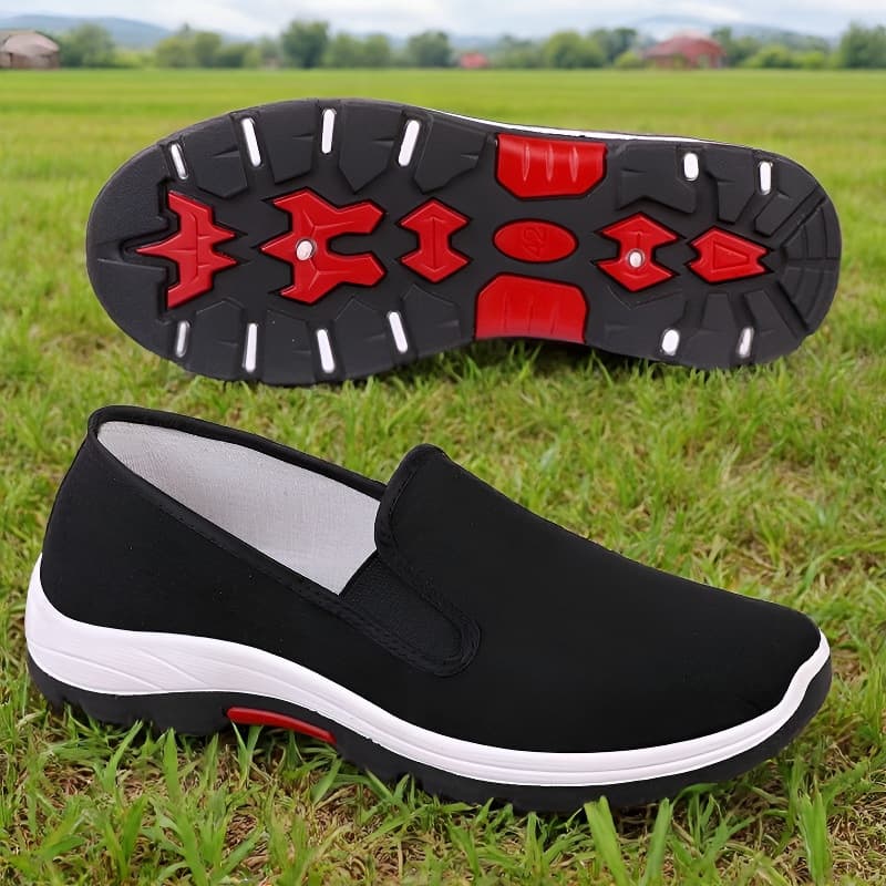Old Beijing Cloth Shoes Men's Elderly Hiking Shoes Soft Sole Anti-Slip Thickened Wear-Resistant Work Shoes Breathable Chef Shoes