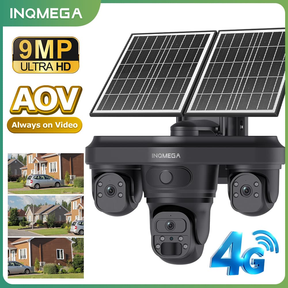 Cross-border 4G Solar Camera AOV Triple-lens Solar Camera Three-screen Monitoring HD Full-color Night Vision