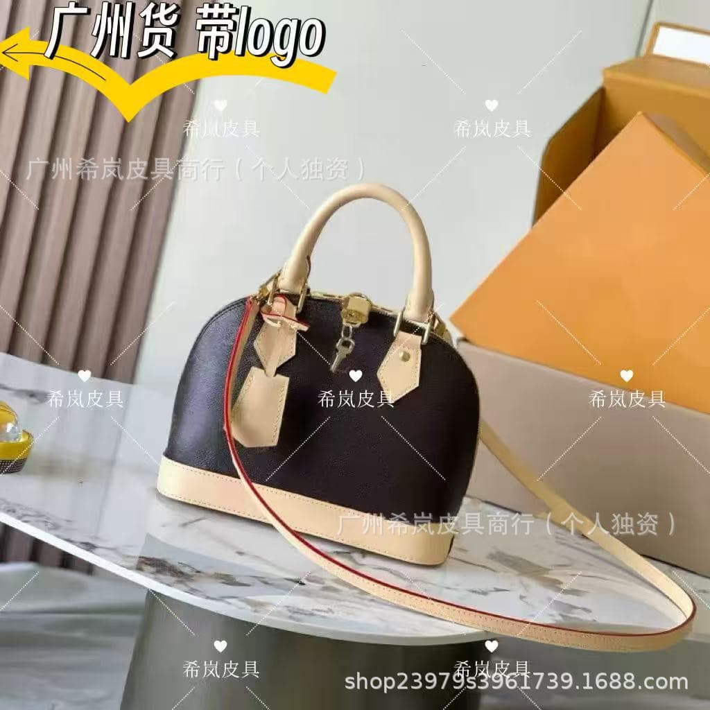 Guangzhou high-quality presbyopic shell bag almabb coffee grid genuine leather printed checkerboard hand-held shoulder crossbody bag for women