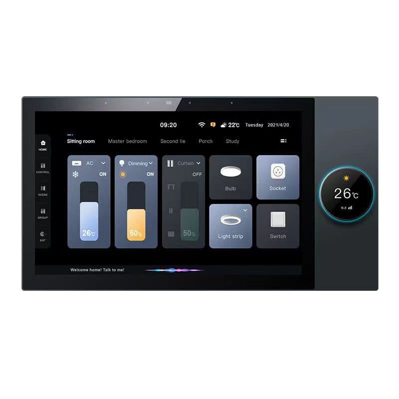 Tuya ZigBee Gateway with 10-Inch Screen and Knob Smart Control for Dimming, Curtains, Air Conditioner, and Sub-Devices