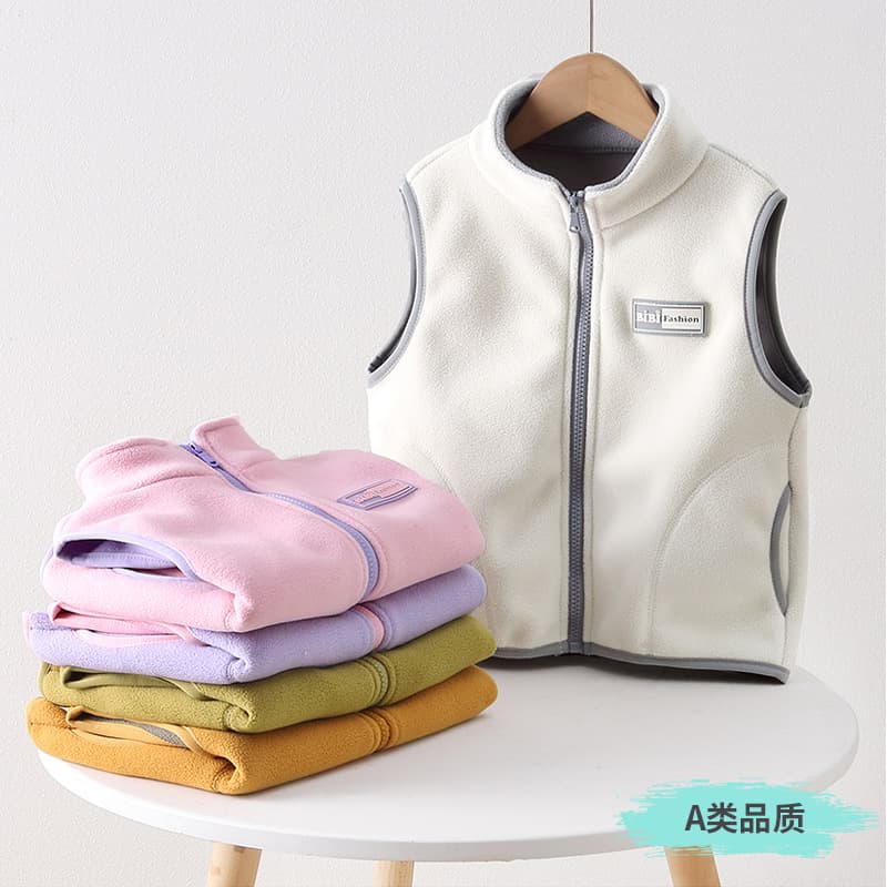 Cross-border Kids' Clothing Wholesale Children's Polar Fleece Vest for Boys and Girls, Plush and Thickened Autumn/Winter Kindergarten Wear Vest