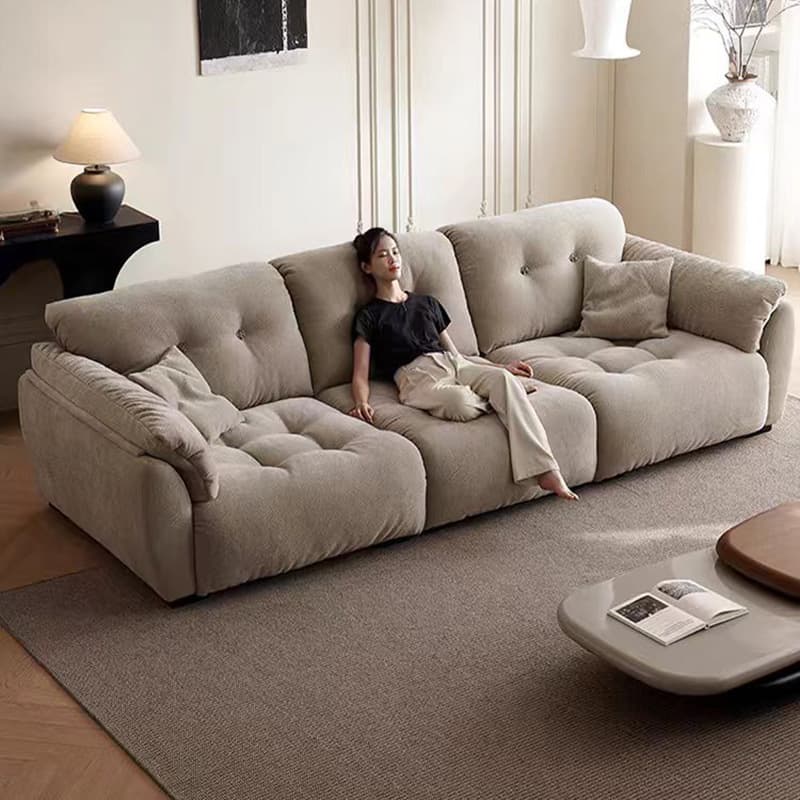 2025 Cloud Cream Style Sofa New Model Movable Backrest, Ultra-wide Seat Depth High Backrest Chenille Fabric Sofa