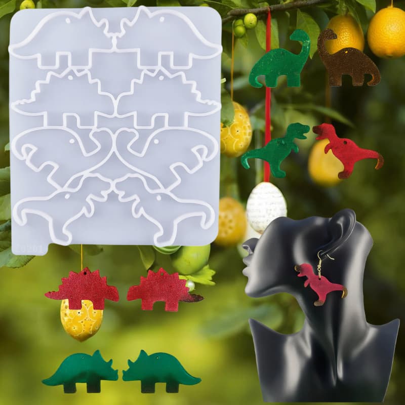 Z0201 Dinosaur Earring Set Decorative Cement Plaster Mold DIY Silicone Mold