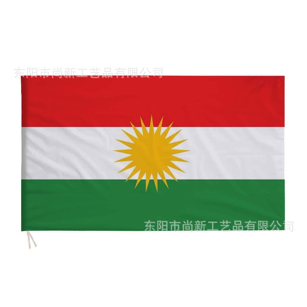 Cross-border In-Stock Kurdish Hand Waving Flag Multi-Size No.7 No.8 National Flag Polyester Banner with Pole