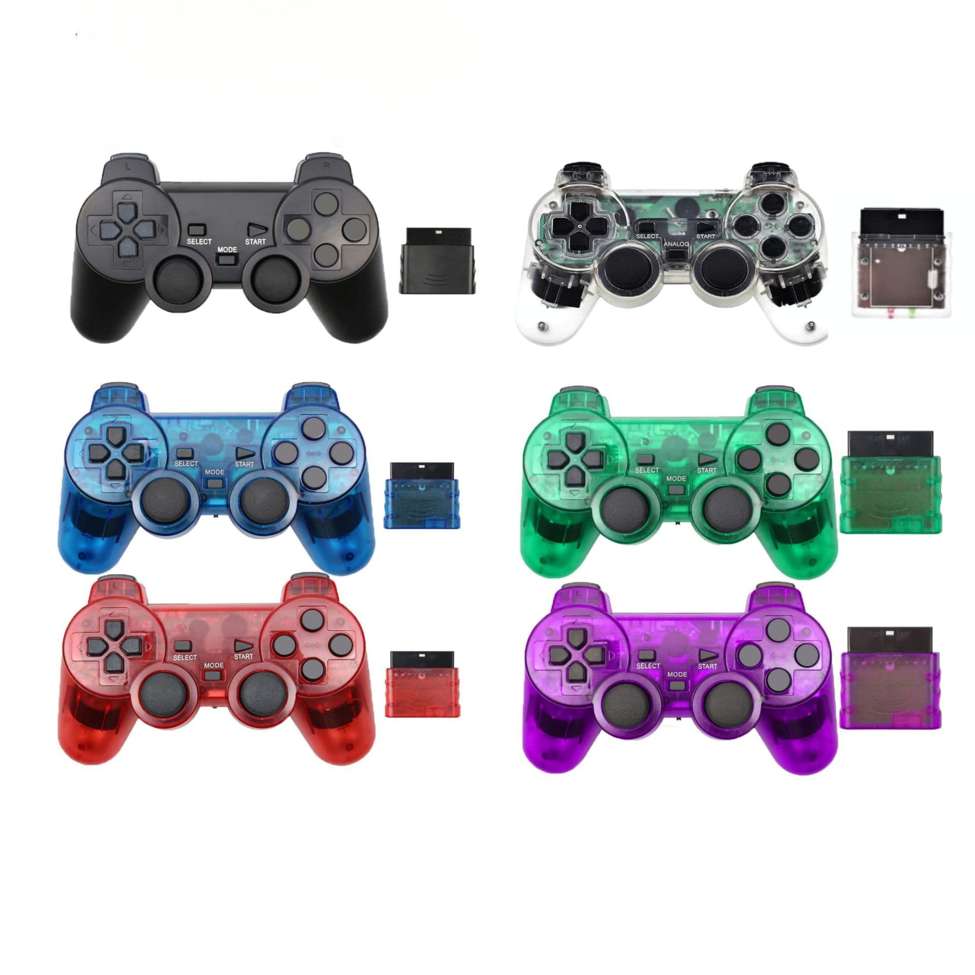 Factory Stock P2 Controller with Dual Vibration, 2.4G Wireless Support, Transparent Wireless Game Controller in Colored Transparency