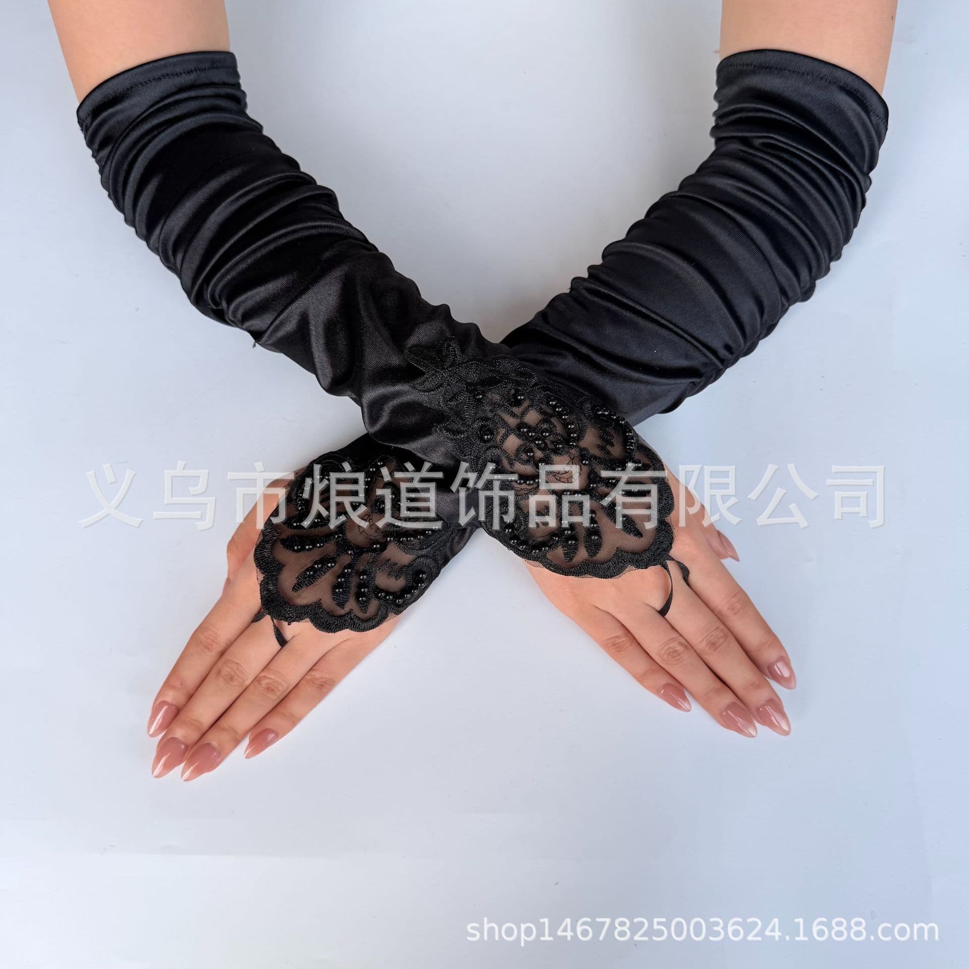 1920 Masquerade Gloves Female Gatsby Black Red White Gloves Wedding Dress Tiara Matching Gloves