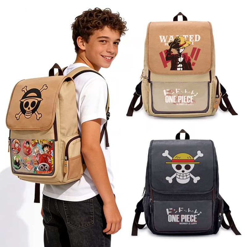 2026 New Style Backpack One Piece Luffy Naruto Anime Ita Bag Large Capacity Student Canvas Schoolbag