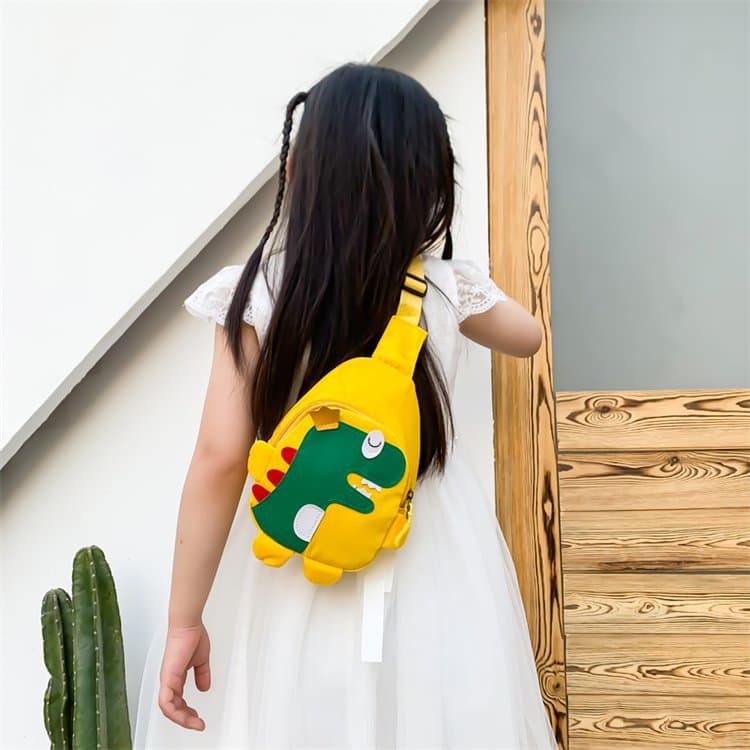 Cartoon Kids' Sling Bag from 2021, Unisex Outdoor Leisure Backpack with Dinosaur Print Fashion Chest Bag