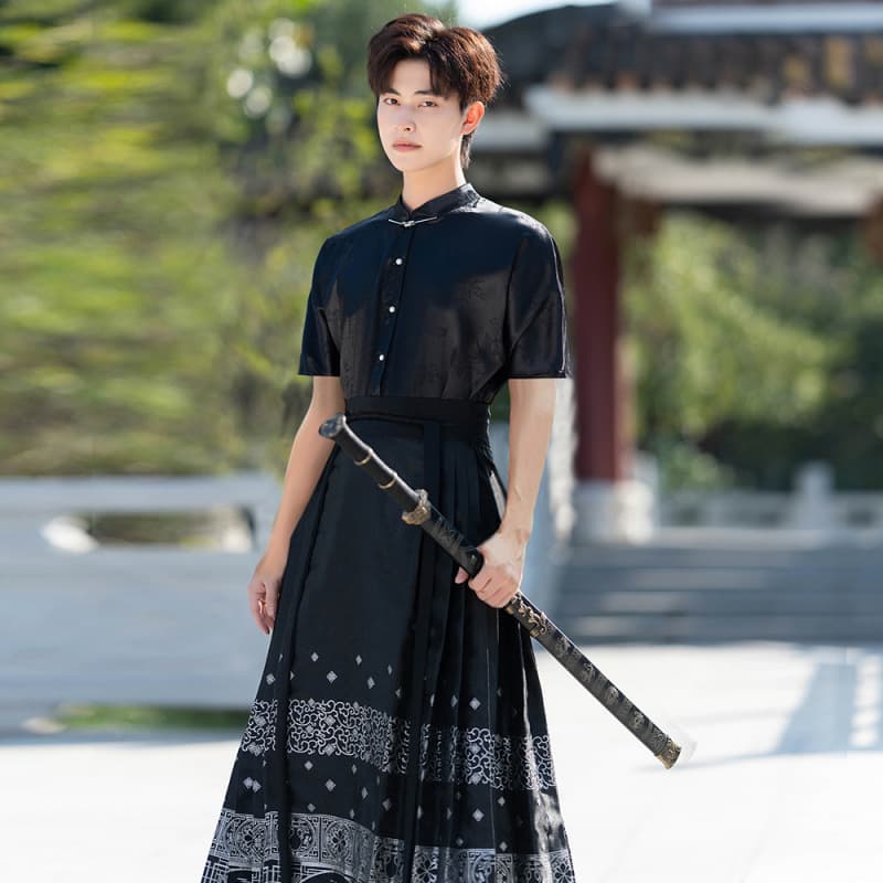 Real Shot Lanting Collection Woven Gold Horse Face Skirt Set Men's Original Hanfu New Chinese Style Couple Daily Women's Wuxia Class Uniform