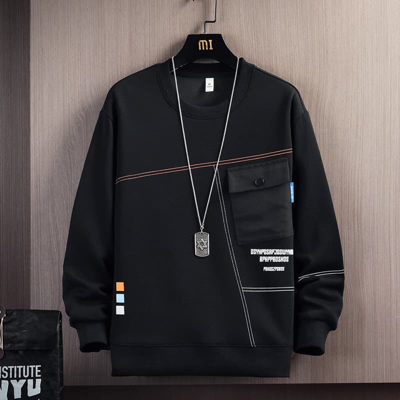 Outlets NASA Autumn Winter 2022 New Men's Round Neck Hoodie Ins Hong Kong Style Casual Minimalist Top