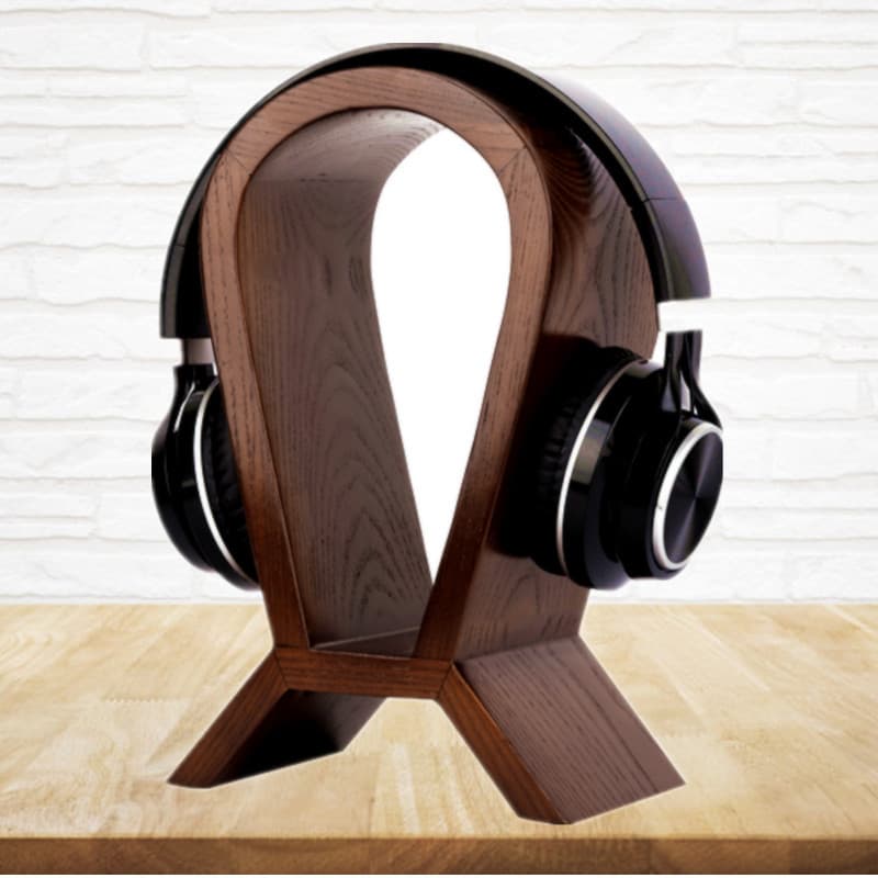 Abothline Headphone Stand Solid Wood Walnut Color Over-Ear Headphone Holder Bluetooth Computer Accessories Wooden Headphone Stand