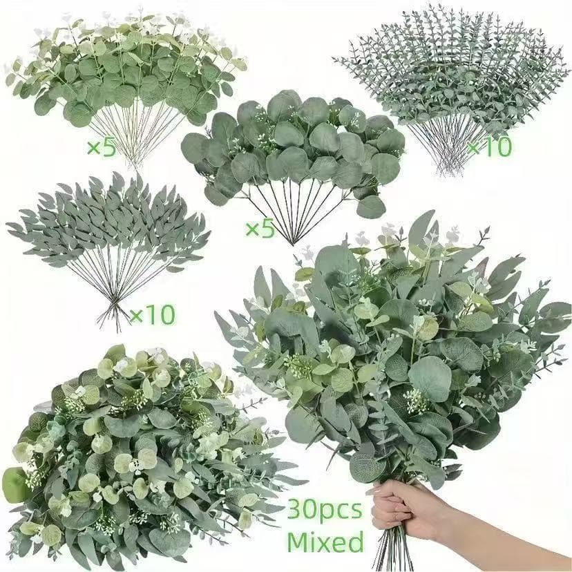 Amazon Cross-Border Shipping Eucalyptus Leaves Accessories Eucalyptus Green Plant Combination Hand Bouquet Eucalyptus Leaves Wedding