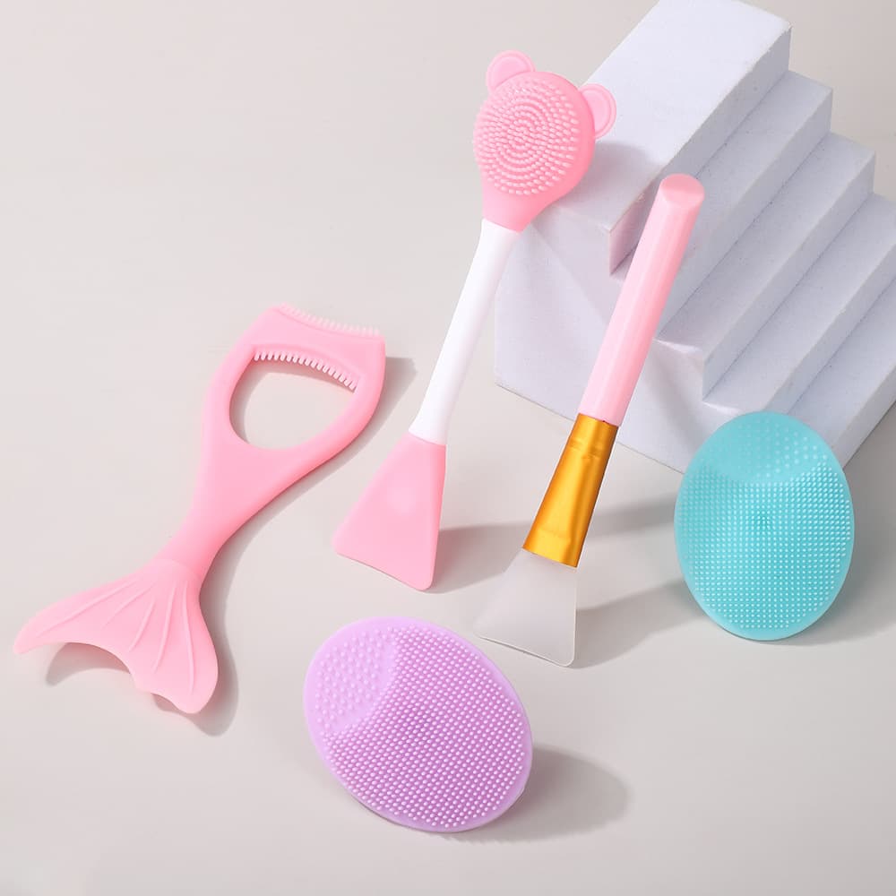 Viral Dual-Head Silicone Facial Mask Brush Face Cleaning Tool 5-in-1 Applicator Stick from Manufacturer