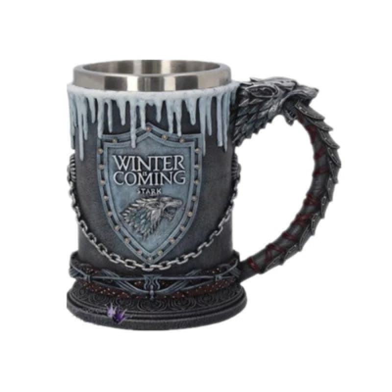 Knight Stainless Steel Goblet Vintage Beer Mug Whiskey Cup Creative Embossed Resin Decoration Personalized Cup