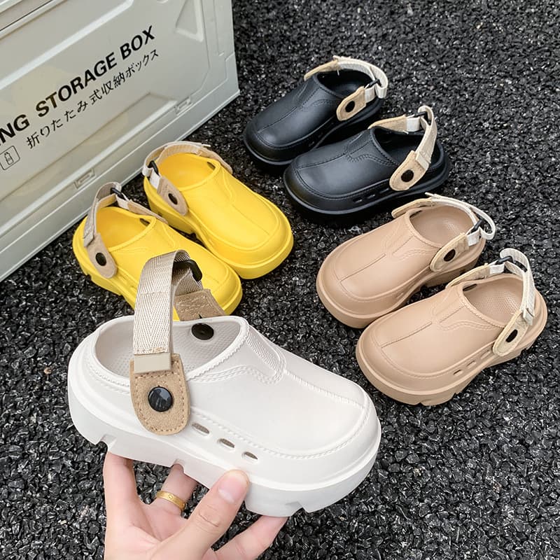 Children's Closed-Toe Shoes Fashion Boys and Girls Croc-Style Shoes Thick Sole Outdoor Breathable Beach 2-in-1 Velcro Sandals