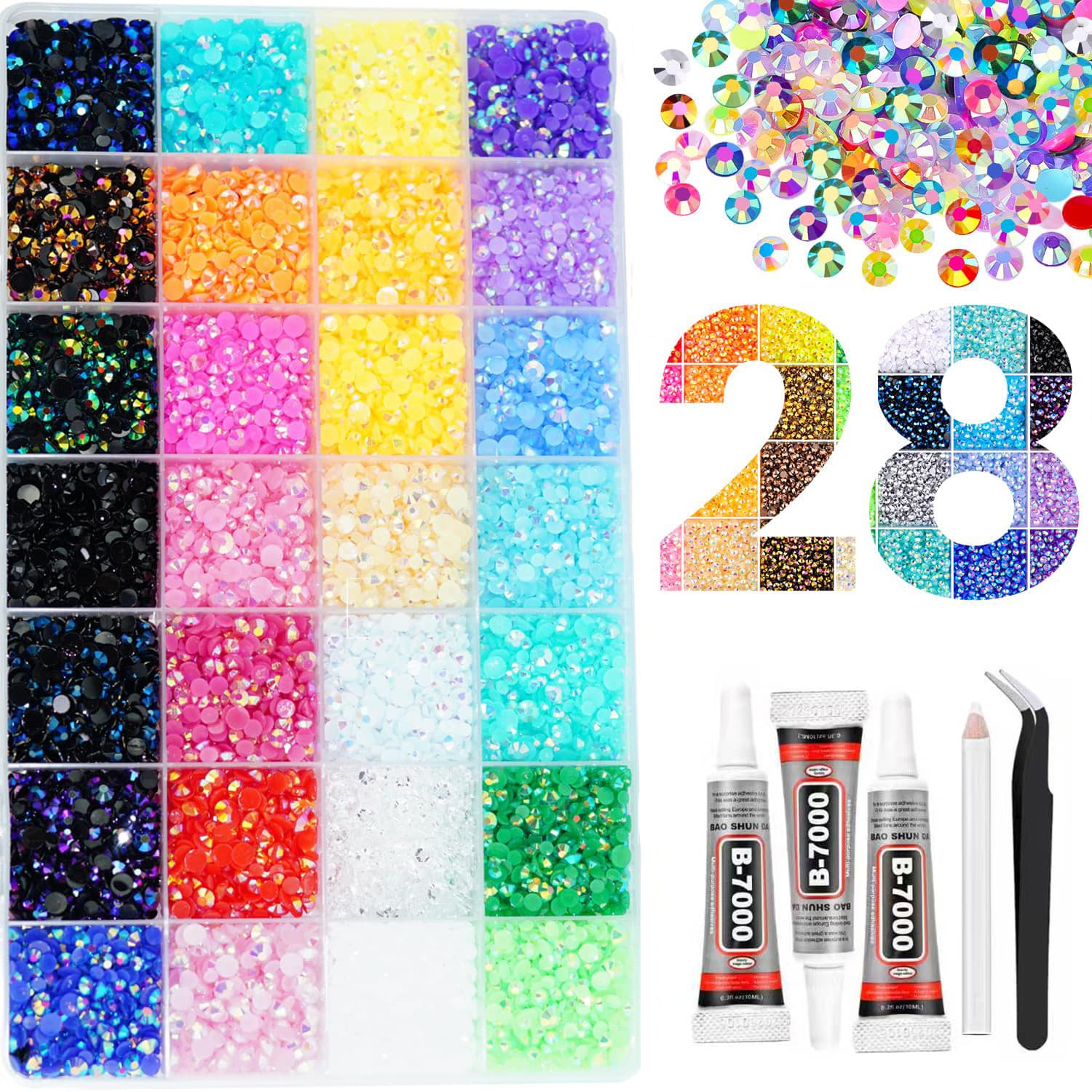 Amazon Best-Selling 24-Color Resin Rhinestone Set Nail Art Rhinestones Full Set AB Rhinestones Handmade DIY Flat-Back Resin Rhinestones Mixed Colors