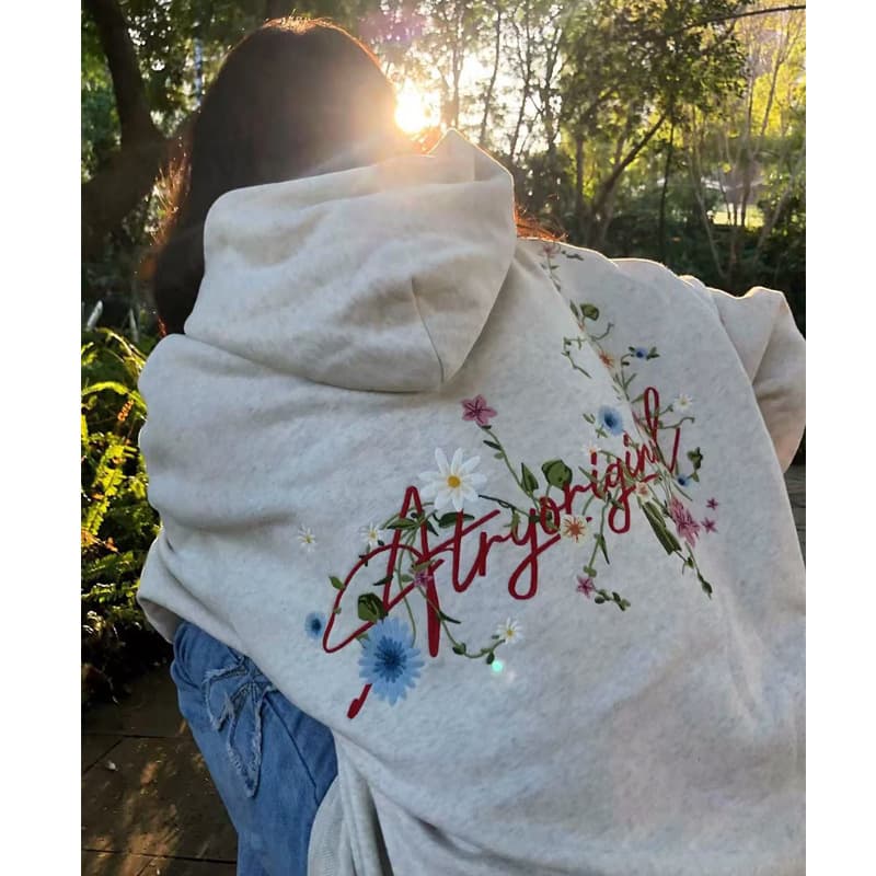 American Streetwear Heavy Embroidery Hoodie for Women Autumn Winter Thickened Fleece Casual Fashion Coat