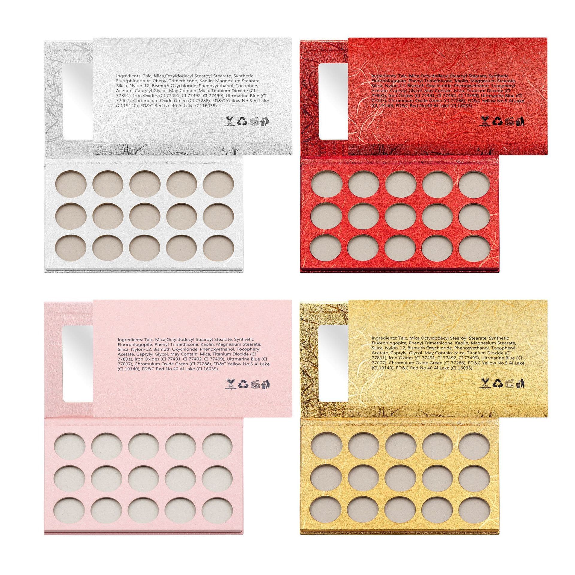 15-Pan Eyeshadow Palette No-Logo Cosmetic Empty Palette 26mm Round Slots DIY Build-Your-Own Palette Export No-Logo Brushed Eyeshadow Pan