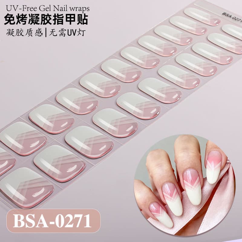 Zhengxiang Cross-border New Gradient French No-Bake Gel Nail Stickers Flower UV-Free Gel Nail Nail Stickers