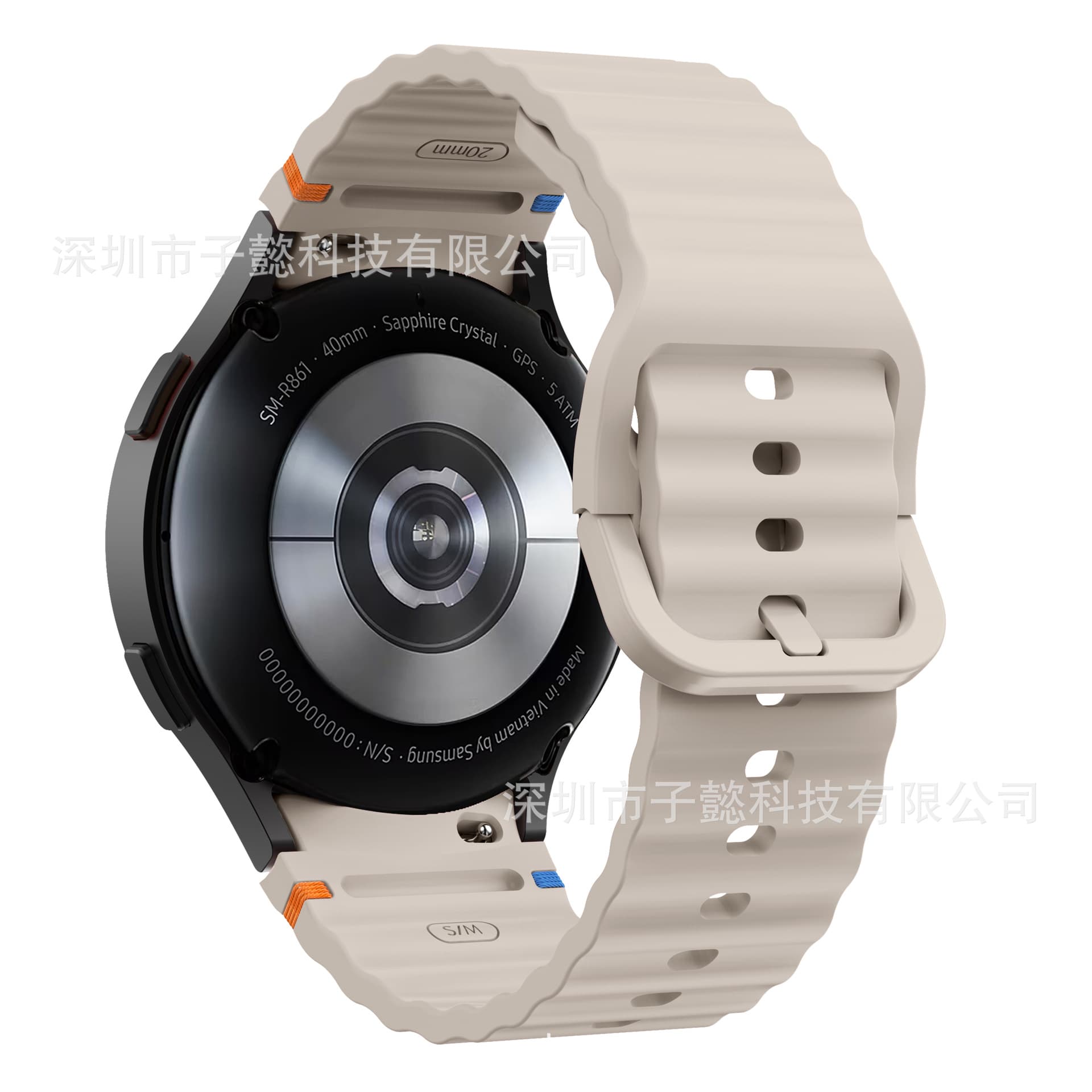 Compatible with Samsung Watch7 Stitched Silicone Band Galaxy Watch7 Official Wave Silicone Band