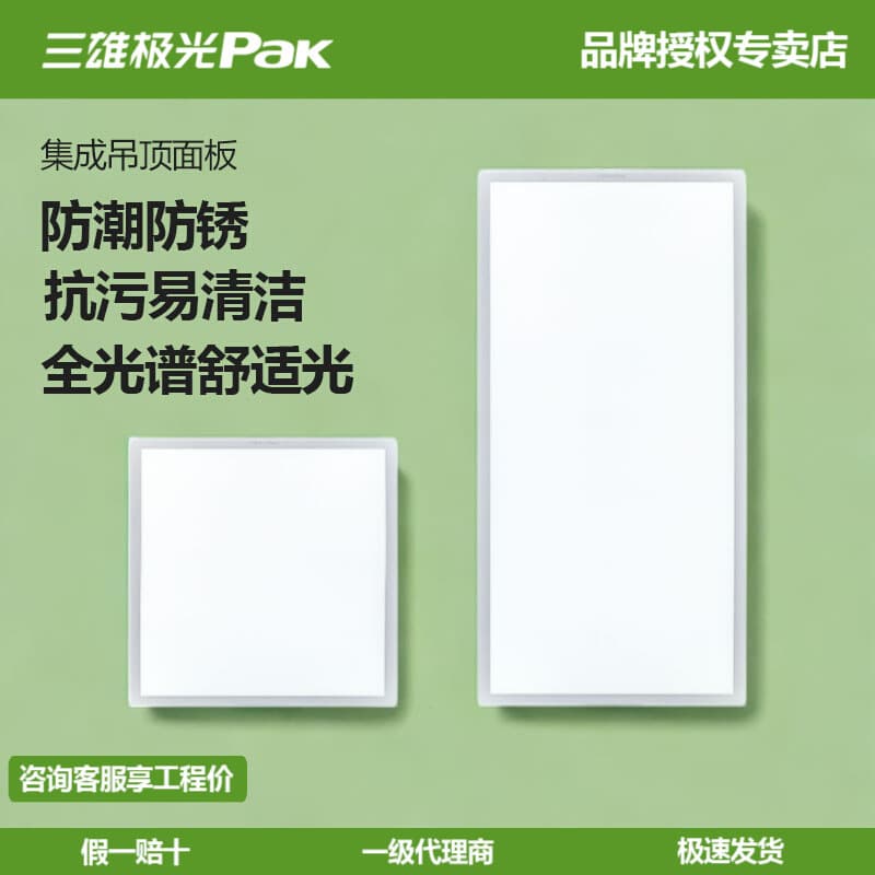 Paklight Eye-Care Integrated Ceiling Light, Embedded Kitchen Flat Panel LED Light, Aluminum Grid Ceiling Bathroom Kitchen Light