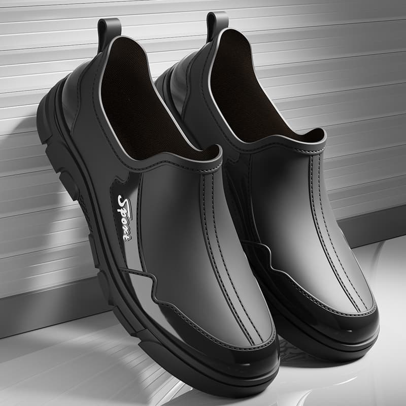 Cross-border Fashion Rain Boots for Men 2025 New Waterproof Non-slip Lightweight Flat Low-top Rain Shoes for Car Wash Kitchen Rubber Shoes
